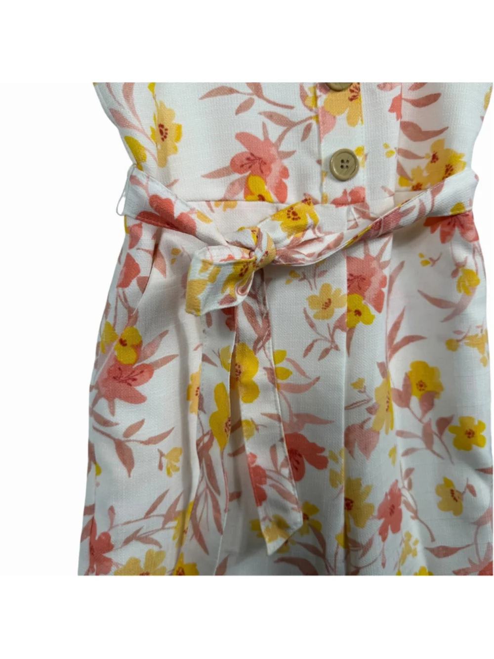 Gb Girls Floral Jumpsuit Yellow Pink Wide Leg Comfy Summer Travel Kids Size 10